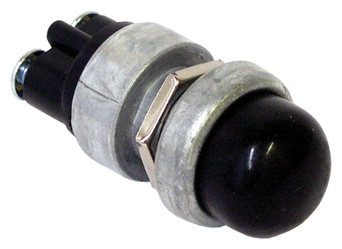 Tectran 19-1040 momentary push switch with black plastic housing and metal terminals, designed for electrical control applications.