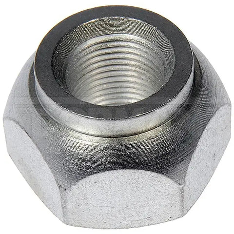 Automann E-5554L disc wheel nut for wheel end applications, shown in a close-up view on a vehicle wheel.
