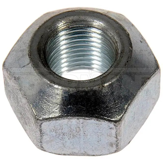 Automann E-9012L disc wheel nut for wheel end applications, showing the metal nut with threading and hex shape.