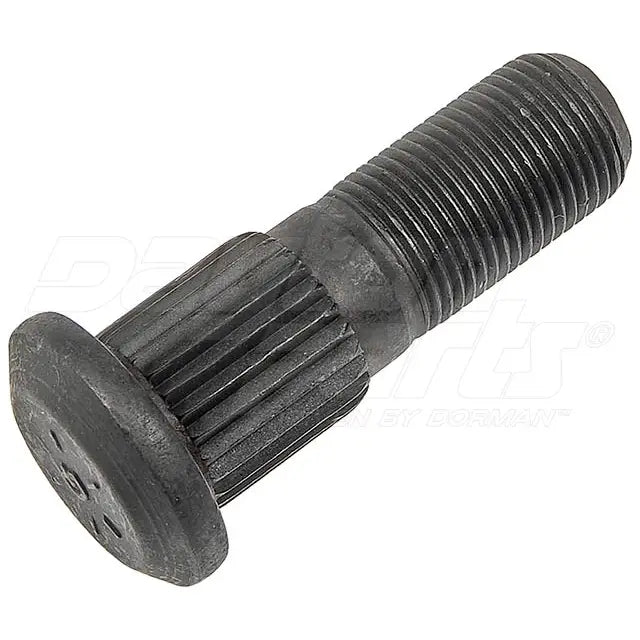 Automann E-8994L serrated wheel stud for wheel end applications, shown in a close-up image of the metal stud.