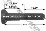 201.6090R - Wheel Stud RH - Nick's Truck Parts