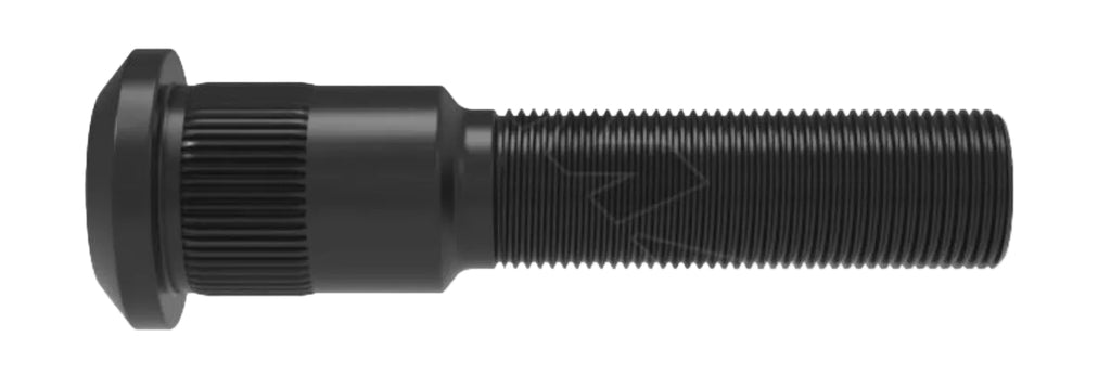 Automann E-11669L serrated wheel stud for wheel end assembly, shown in close-up image.