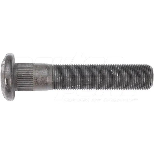 Automann E-10216 metric serrated stud for wheel end applications, shown in close-up with serrated surface detail.
