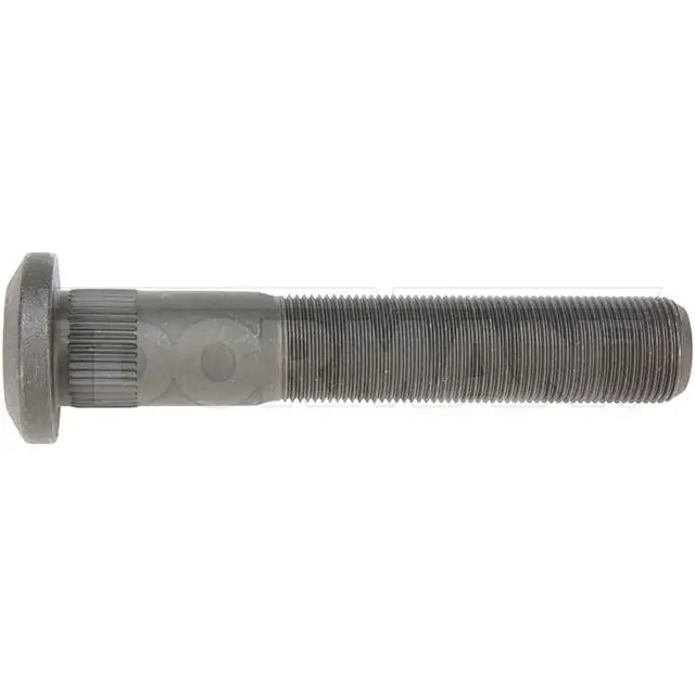 Automann E-10220 metric serrated stud for wheel end applications, showing the threaded metal component with serrated surface.