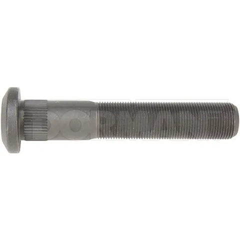 Automann E-10220 metric serrated stud for wheel end applications, showing the threaded metal component with serrated surface.