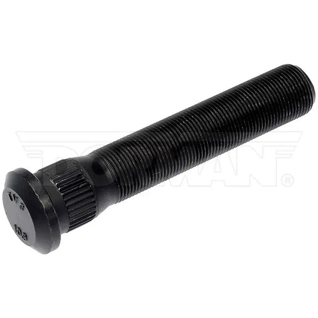 Automann E-6034 metric serrated stud for wheel end applications, showing the metal stud with serrated surface and threaded end.