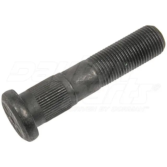 Automann E-5683 serrated wheel stud for wheel end assemblies, showcasing the threaded metal component with serrated design.