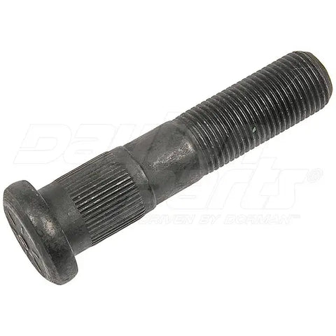 Automann E-5683 serrated wheel stud for wheel end assemblies, showcasing the threaded metal component with serrated design.