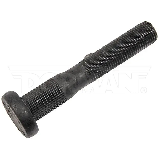 Automann E-5724 serrated wheel stud for wheel end applications, shown in the image with detailed threading and serrated surface.