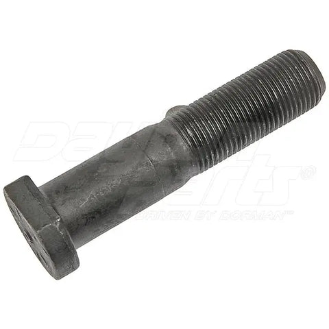 Automann E-10213R-D wheel end head stud with detailed threading and metal finish for heavy-duty vehicle applications.