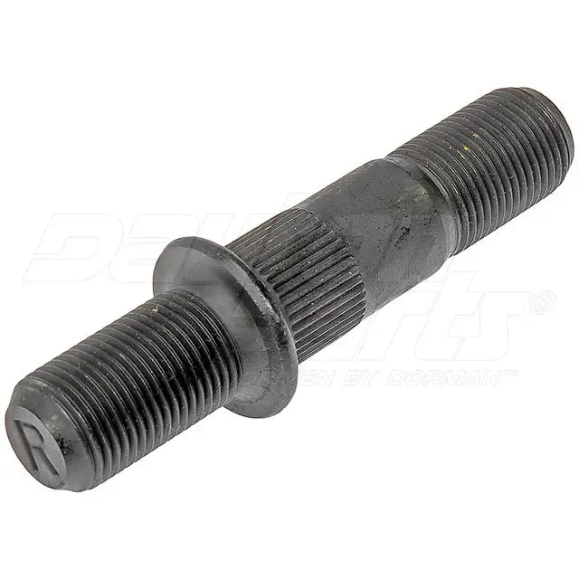 Automann E-5715L round collar shoulder stud for wheel end assembly, visible with metal finish and precision machining.
