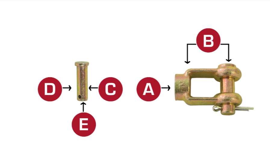 Tectran 2010-810- Clevis Assembly 1/2" -20 THREAD 5/8" PIN DIA (PKG of 10) - Nick's Truck Parts