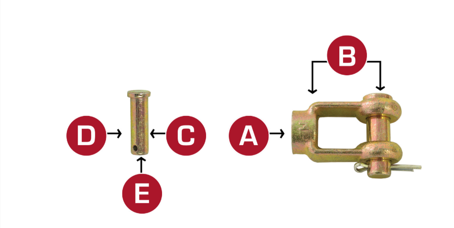 Tectran 2010-88- Clevis Assembly 1/2" -20 THREAD 1/2" PIN DIA (PKG of 10)