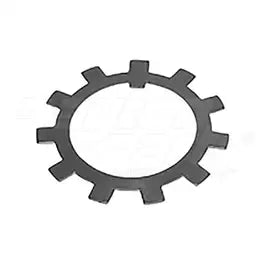 Automann E-3010 axle spindle lock washer for wheel end applications, showing the metal washer with serrated edges and central hole.