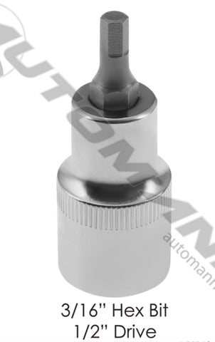 210.1006CH - Socket 3/16in Hex Bit 1/2in Drive - Nick's Truck Parts