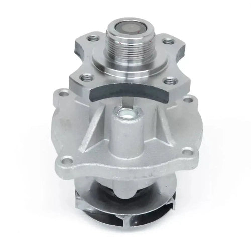 Automann 800.2W1227 water pump for Caterpillar machinery, showing metal pump housing and inlet/outlet ports.