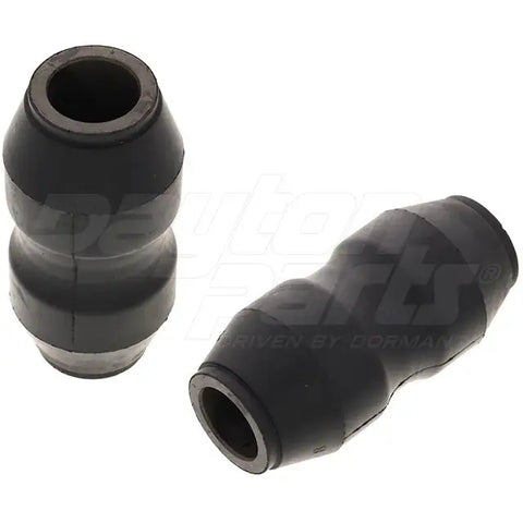 Pair of Dayton TRB5710 Pivot Bushings, new replacement parts, shown in black, designed for machinery maintenance and repair.
