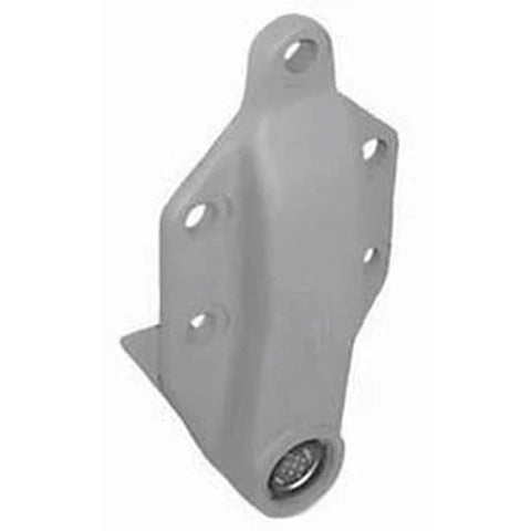 Automann M1312-Peterbilt LH rear front hanger shackle for truck suspension, shown in black with metal components.
