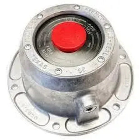 Automann 180.10623 die cast aluminum wheel oil hub cap with detailed design and smooth finish, suitable for heavy-duty vehicles.