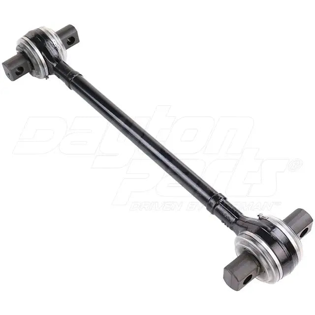 Dayton 345-232 bearing style torque rod with bushed design, shown in black metal with mounting points on each end.