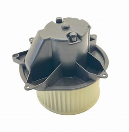 Automann 830.21216BE HVAC blower motor for IHC Behr vehicles, showing the cylindrical shape and electrical connector.