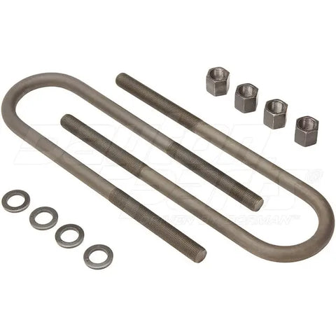 Round U-bolt kit by Dayton, durable hardware for secure fastening, showing metal U-shaped bolts with nuts and washers.