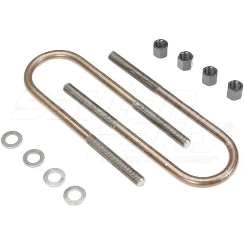Round U-bolt kit by Dayton, metal hardware with four U-shaped bolts and nuts for securing pipes or poles.