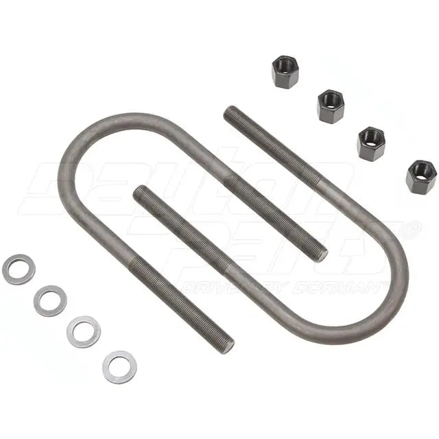 Dayton 361-258 U-bolt kit with round bends, metal hardware for securing pipes or equipment, shown in the image.