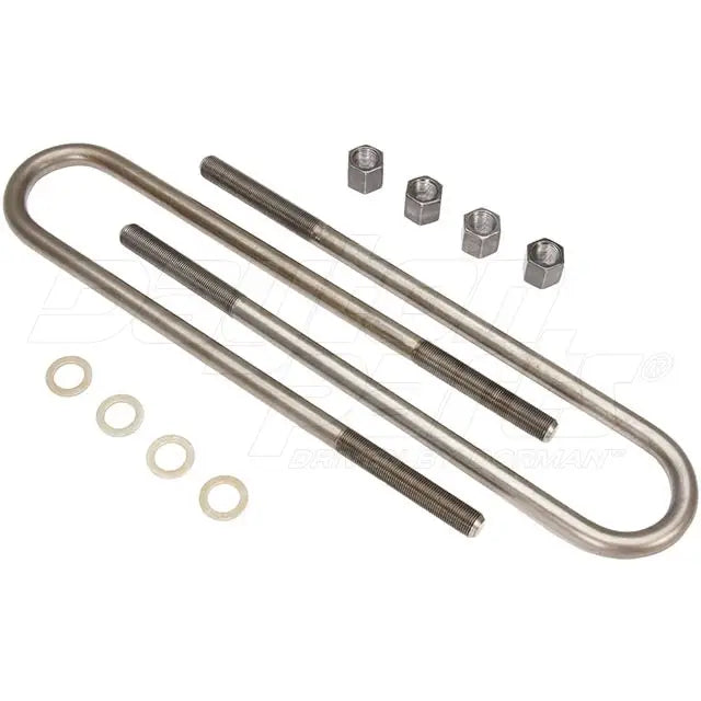 Dayton 361-340-U-Bolt Kit with round U-bolts for hardware applications, showing the black metal U-bolts and mounting hardware.