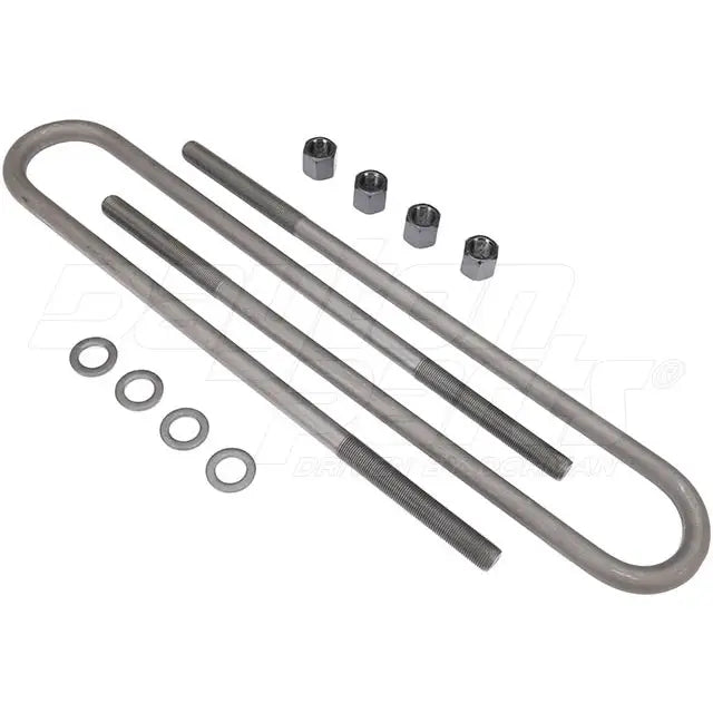 Dayton 361-342-U-Bolt Kit (Round) hardware with metal U-bolts and nuts for secure fastening and mounting applications.