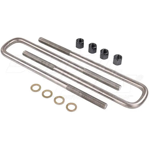Dayton 361-362 U-bolt kit with semi-round shape, hardware for securing pipes or rods, shown in black finish.