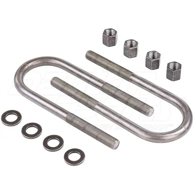 Dayton 361-482-U-Bolt Kit, round hardware U-bolts with nuts and washers for securing pipes or tubes.