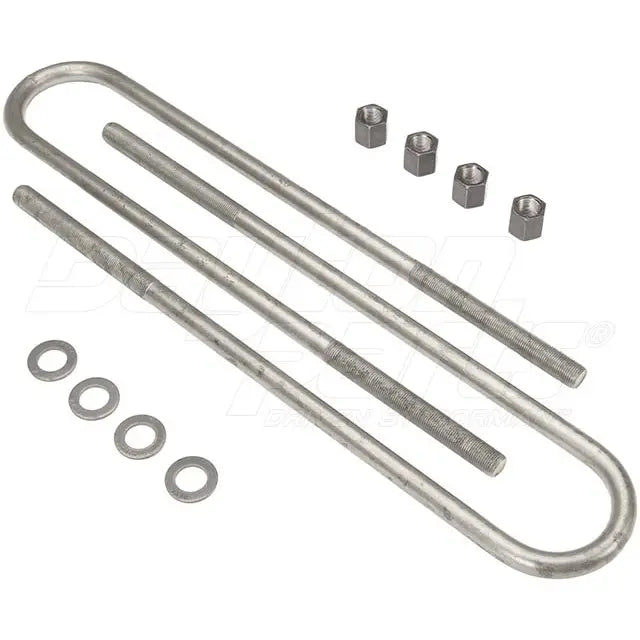 Round U-bolt kit by Dayton, heavy-duty hardware with threaded ends, ideal for securing pipes and structural applications.