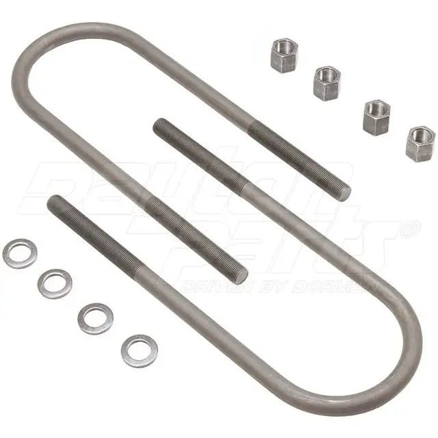 Dayton U-bolt kit with 7/8 inch diameter, 5-1/2 inch width, and 16-3/4 inch length, shown with multiple bolts and nuts.