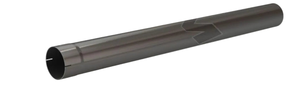 Chrome exhaust pipe for Kenworth trucks by Automann, shown in a close-up of the shiny, polished metal pipe.