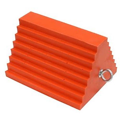 Orange Poly Wheel Chock by Automann, heavy-duty wheel stabilizer for vehicle safety and secure parking.