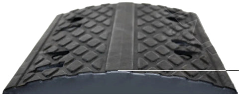 Black Automann wheel chock with 19-inch length, 12.75-inch width, and 1.75-inch height for vehicle safety and stabilization.
