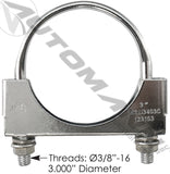 562.U3403C- Flat U-Bolt Saddle Clamp 3in Chrome - Nick's Truck Parts