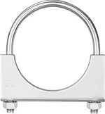 Chrome round U-bolt saddle clamp by Automann, 3-inch size, used for securing pipes or tubing in automotive applications.