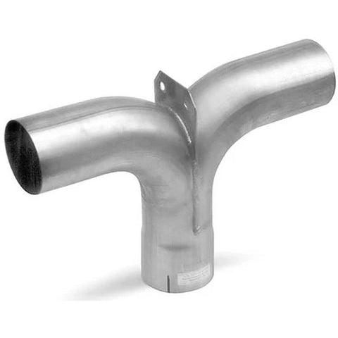 Automann 4-inch exhaust pipe splitter tee, part 562.U44STA, showing the metal component with split openings for exhaust system installation.