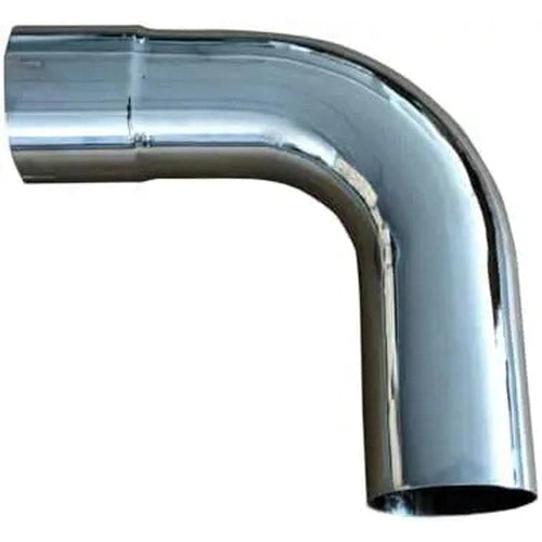 Chrome exhaust elbow 5-inch 90-degree ID-OD by Automann, durable metal pipe fitting with polished chrome finish.