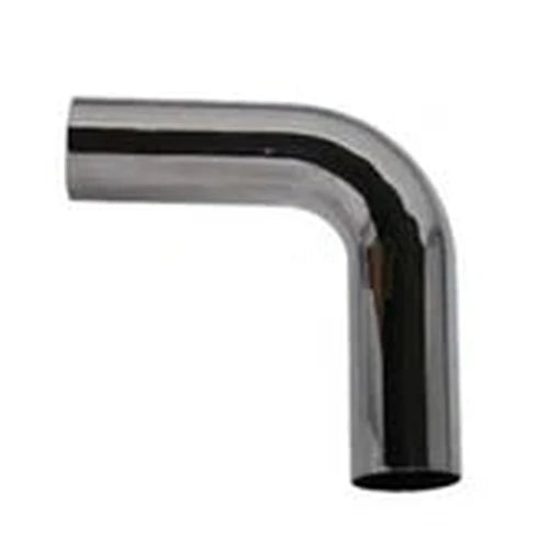 Automann chrome exhaust elbow 90-degree 5-inch ID-OD pipe fitting for vehicle exhaust systems, with a shiny chrome finish.