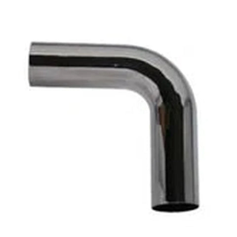 Automann chrome exhaust elbow 90-degree 5-inch ID-OD pipe fitting for vehicle exhaust systems, with a shiny chrome finish.