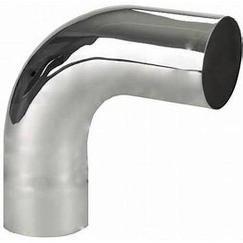 Chrome exhaust elbow 90-degree 5-inch OD from Automann, durable metal pipe fitting for vehicle exhaust systems.