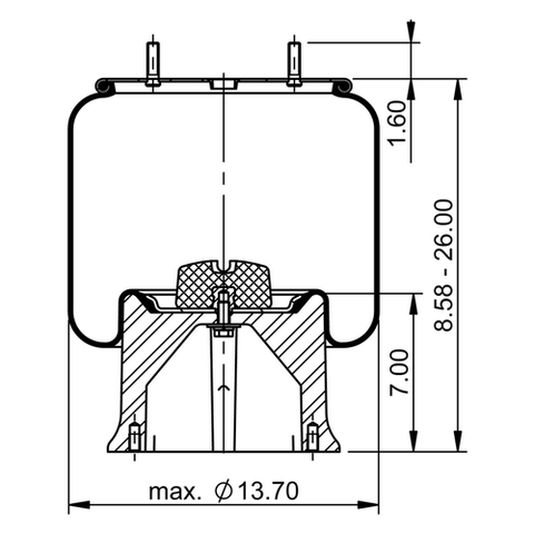Automann Continental Air Spring Rolling Lobe 566.CT64356 with metal mounting plates and rubber bellows for vehicle suspension.
