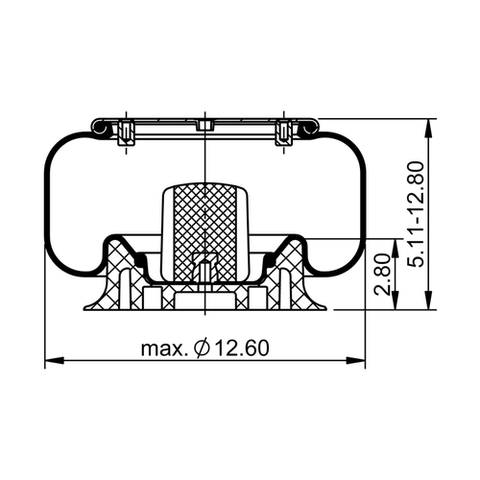 Continentail Automann rolling lobe air spring 566.CT64433 with metal end caps and rubber bellows for vehicle suspension.