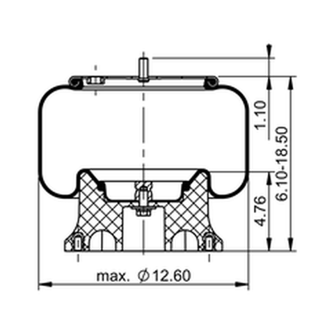 Automann rolling lobe air spring model 566.CT64632 showing its durable rubber construction and metal mounting components.