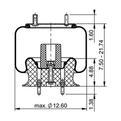 Automann Continental rolling lobe air spring 566.CT64670 with metal fittings and rubber bellows, used in heavy-duty suspension systems.