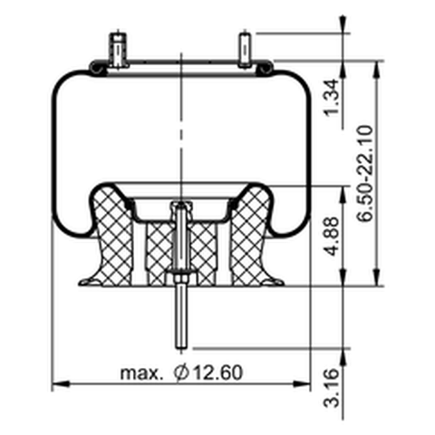 Automann Continental Air Spring Rolling Lobe 566.CT64756 with rubber bellows and metal end caps, used for heavy-duty suspension systems.