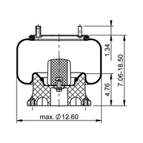 Automann Continental air spring rolling lobe 566.CT65364 with rubber bellows and metal end fittings for vehicle suspension.